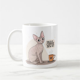コーヒーとスフィンクス猫のイラストに支えられて コーヒーマグカップ