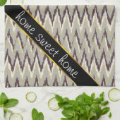 コーヒーとセージイカットジグザグパターン キッチンタオル (折り畳み)