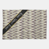コーヒーとセージイカットジグザグパターン キッチンタオル (横)