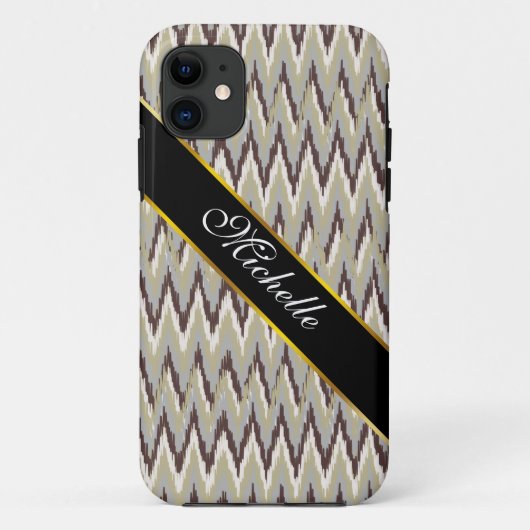 コーヒーとセージイカットジグザグパターン Case-Mate iPhoneケース (裏面)