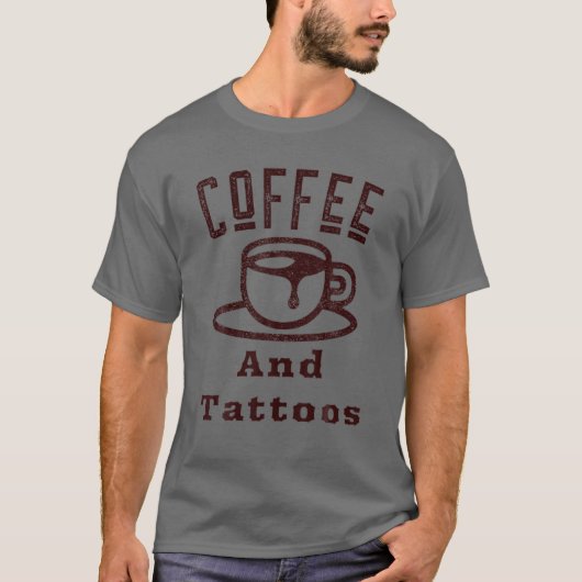コーヒーとタトゥー 面白いタトゥー Tシャツ (正面)