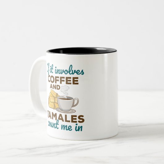 コーヒーとタマレスのメキシコ料理の愛好家 ツートーンマグカップ (正面左)