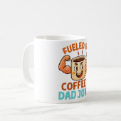 コーヒーとダッドジョークに支えられて 面白い父の日ギフト コーヒーマグカップ (正面左)