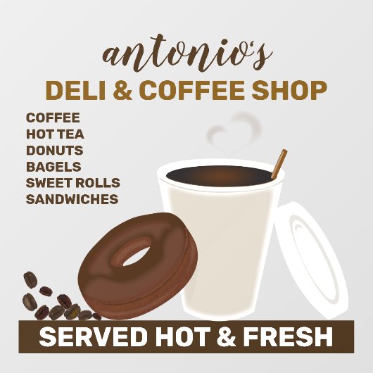 コーヒーとチョコレートのドーナツ ウィンドウサイン (シート)