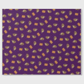 コーヒーとチョコレートのビスケット模様パープル食品 ラッピングペーパー (フラット)