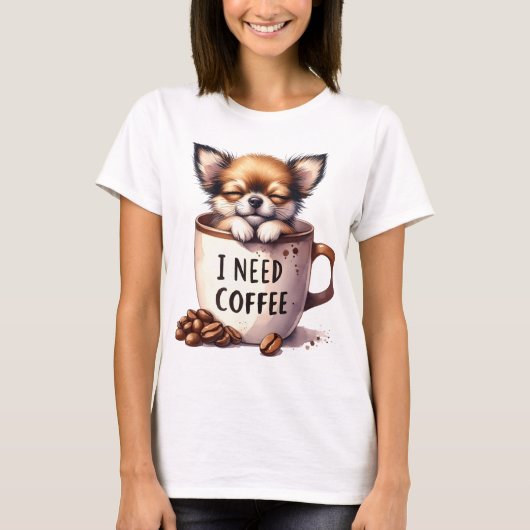 コーヒーとチワワが欲しい Tシャツ (正面)