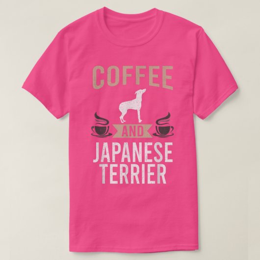 コーヒーとテリア日本のー犬の恋人 Tシャツ (デザイン正面)