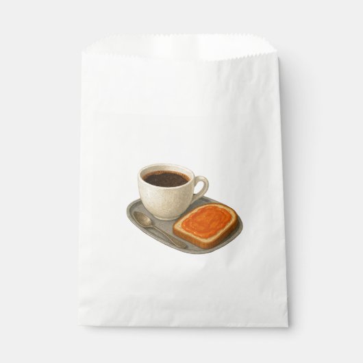 コーヒーとトーストのイラスト入り紙袋 フェイバーバッグ (正面)