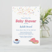 コーヒーとドーナツのスプリンクルベビーシャワー 招待状 (スタンド正面)