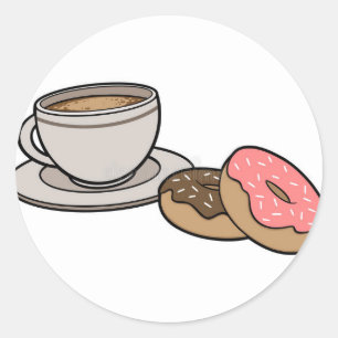 コーヒーとドーナツのロゴ! ラウンドシール