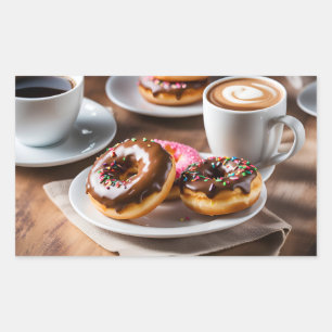 コーヒーとドーナツ 長方形シール