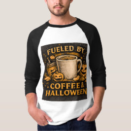 コーヒーとハロウィンのおかげでやる気が出る 面白い 秋 グラフィック Tシャツ