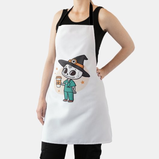コーヒーとハロウィーンナースウィッチハットClを着用 エプロン (インサイチュ)