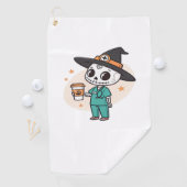 コーヒーとハロウィーンナースウィッチハットClを着用 ゴルフタオル (インサイチュ)