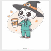 コーヒーとハロウィーンナースウィッチハットClを着用 シール (シート)