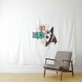 コーヒーとハロウィーンナースウィッチハットClを着用 タペストリー (インサイチュ(横))