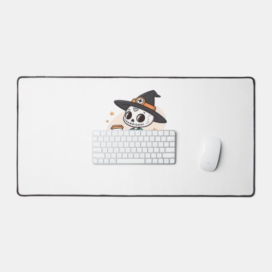 コーヒーとハロウィーンナースウィッチハットClを着用 デスクマット (キーボード&マウス)