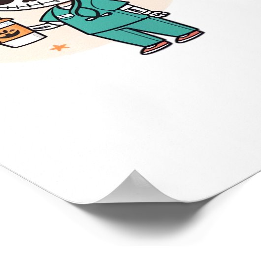 コーヒーとハロウィーンナースウィッチハットClを着用 ポスター (角)