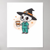 コーヒーとハロウィーンナースウィッチハットClを着用 ポスター (正面)