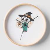 コーヒーとハロウィーンナースウィッチハットClを着用 壁時計 (正面)