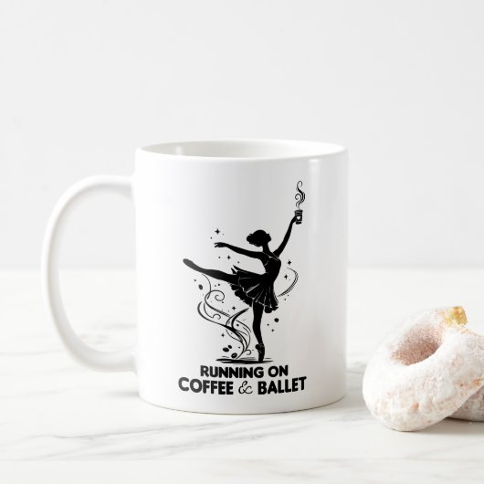 コーヒーとバレエで走る 楽しい先生 ダンサー コーヒーマグカップ (ドーナツ)