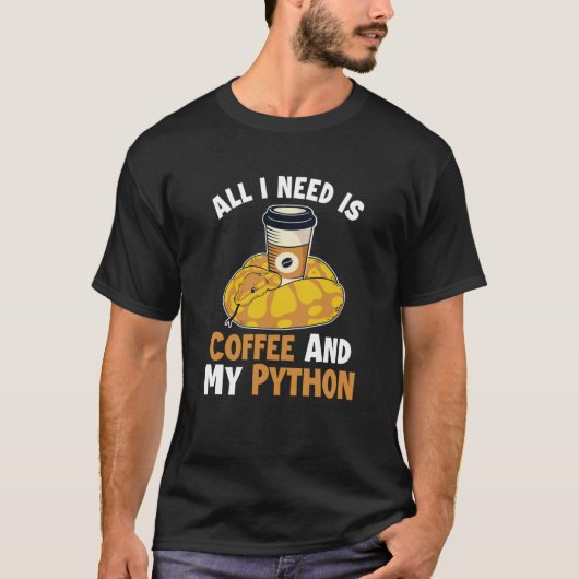 コーヒーとパイソン ヘビ Pythonidae バナナ ボール パイソン Tシャツ (正面)