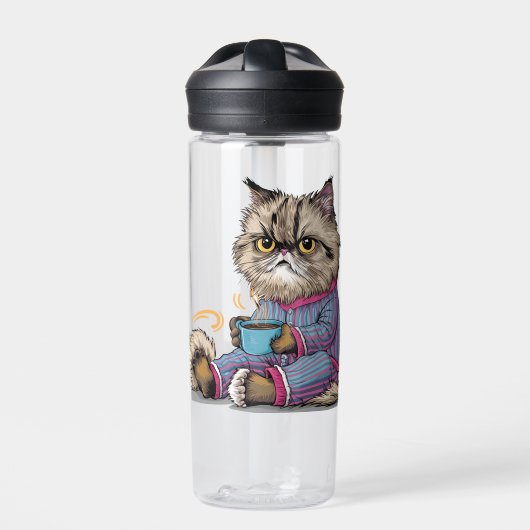 コーヒーとパジャマの不機嫌な猫 ウォーターボトル (正面)