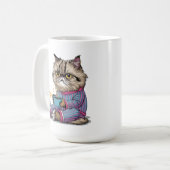 コーヒーとパジャマの不機嫌な猫 コーヒーマグカップ (正面左)