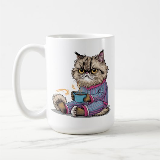 コーヒーとパジャマの不機嫌な猫 コーヒーマグカップ (左)