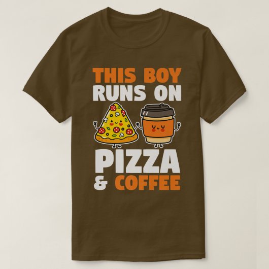 コーヒーとピザのプレミアム Tシャツ (デザイン正面)