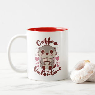 コーヒーとピンクのハート ツートーンマグカップ