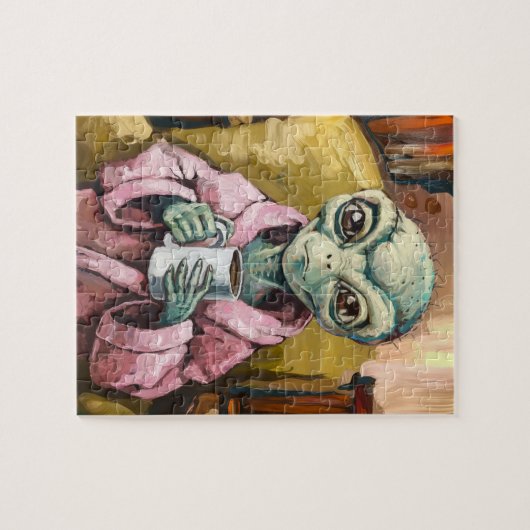 コーヒーとピンクのローブのエイリアン ジグソーパズル (横)