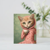 コーヒーとピンク色の猫 ポストカード (スタンド正面)