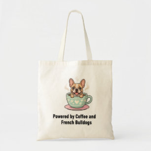 コーヒーとフランス人(Frenchie)のカオスに支えられて 可愛いフレンチブルドッグ トートバッグ