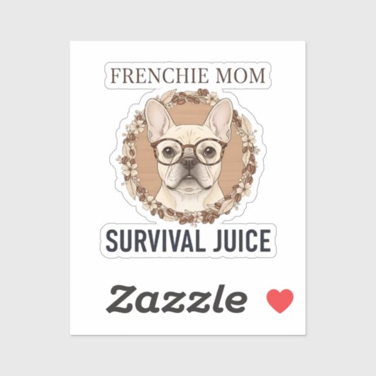 コーヒーとフランス犬のカオス 面白い犬のデザイン シール (シート)