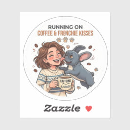 コーヒーとフレンチブルドッグのキスでなんとかやってる シール