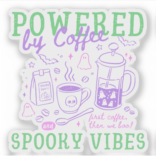 コーヒーとホラーな雰囲気に支えられて ハロウィン シール (正面)