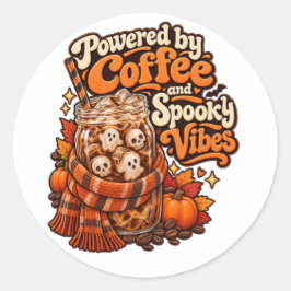 コーヒーとホラーな雰囲気に支えられて ハロウィン ラウンドシール