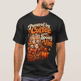 コーヒーとホラーな雰囲気に支えられて ハロウィン Tシャツ