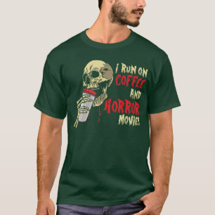 コーヒーとホラー映画で動くレトロな家族 Tシャツ