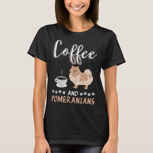 コーヒーとポメラニア犬29 Tシャツ (正面)