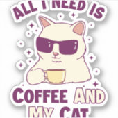 コーヒーとマイキャットパパ猫ママ猫好き シール (正面)