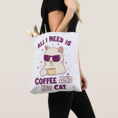 コーヒーとマイキャットパパ猫ママ猫好き トートバッグ (クローズアップ)