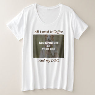 コーヒーとマイドッグ装飾用クッション プラスサイズTシャツ