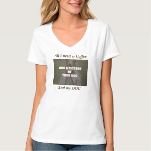 コーヒーとマイドッグ装飾用クッション Tシャツ