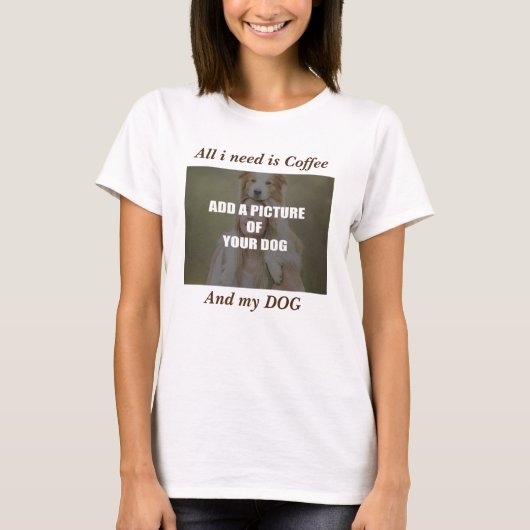 コーヒーとマイドッグ装飾用クッション Tシャツ (正面)
