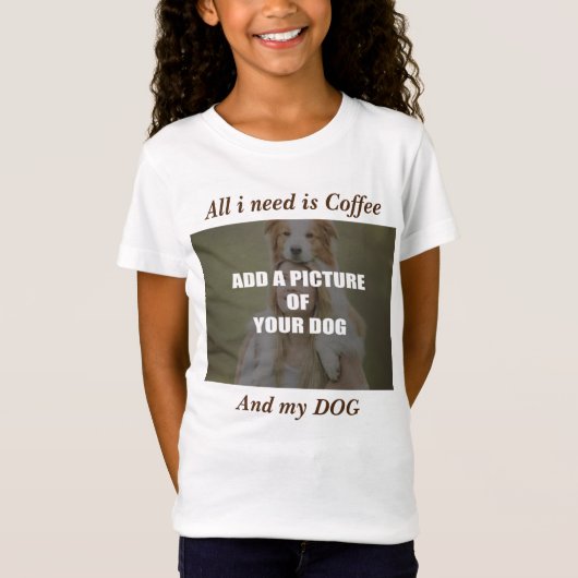 コーヒーとマイドッグ装飾用クッション Tシャツ (正面)