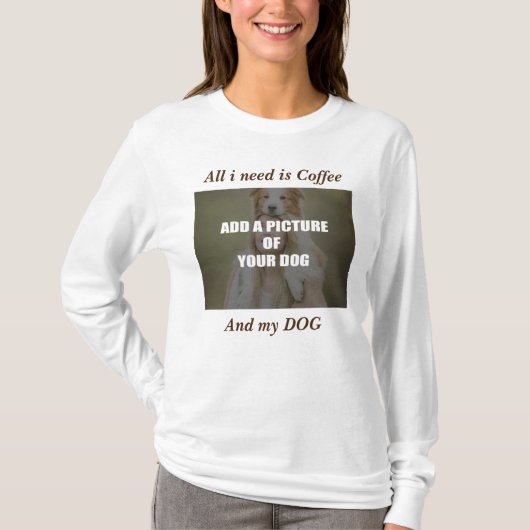 コーヒーとマイドッグ装飾用クッション Tシャツ (正面)