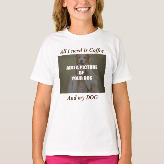 コーヒーとマイドッグ装飾用クッション Tシャツ (正面)