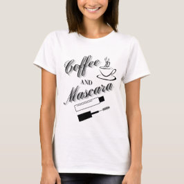 コーヒーとマスカラのタイポグラフィ Tシャツ